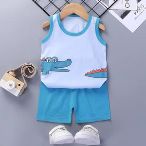Children Sets Kids Clothes Boys Girls Vest Suit Summer Children'S Clothing Baby Cotton T-Shirts Shorts Tank Top Sleeveless