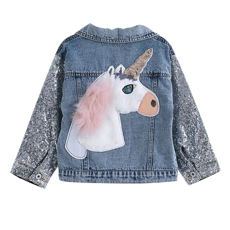 Girls Denim Coats New Brand Spring Kids Jackets Clothes Cartoon Coat Embroidery Children Clothing for 3 8Y