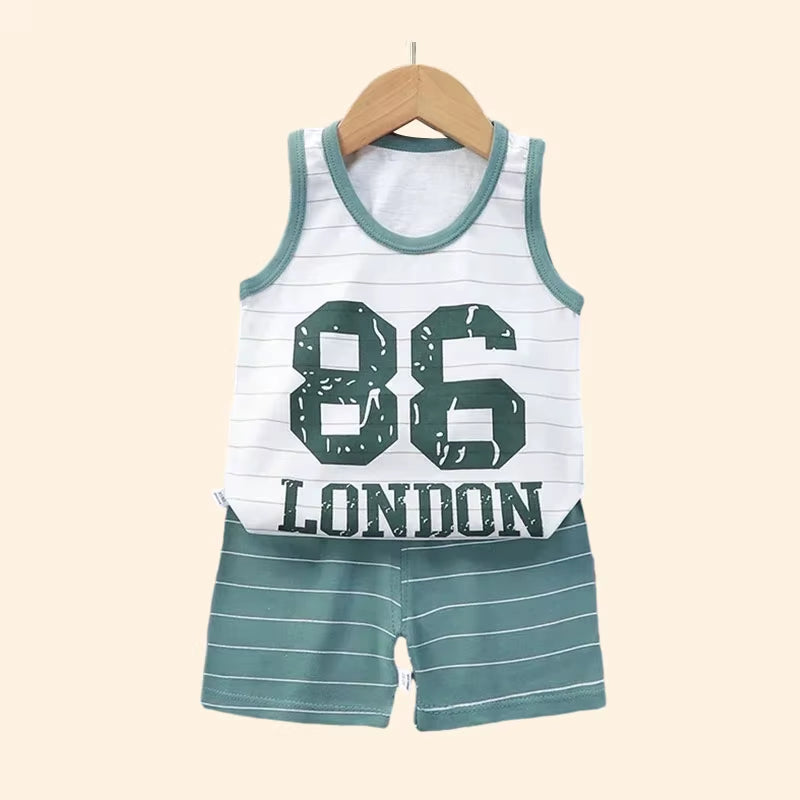 Children Sets Kids Clothes Boys Girls Vest Suit Summer Children'S Clothing Baby Cotton T-Shirts Shorts Tank Top Sleeveless