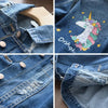 Girls Denim Coats New Brand Spring Kids Jackets Clothes Cartoon Coat Embroidery Children Clothing for 3 8Y