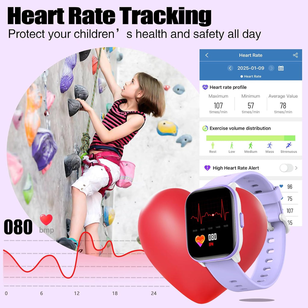 Kids Watch for Girls Boys with IP68 Waterproof, Girls Watch with 19 Sports Modes, Sleep Tracking, Pedometer, Stopwatch, Kids Activity Tracker, Birthday Gifts for Girls Age 6-15 Years Old