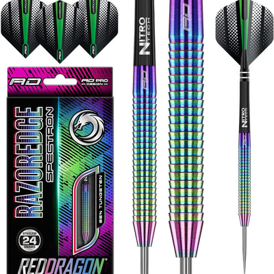 Razor Edge Spectron - Tungsten Professional Steel Darts Set with Flights and Shafts - Available in 20G, 22G, 23G, 24G, 26G