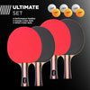 Performance 2 or 4 Player Table Tennis Set – USATT Approved Rackets and 3-Star Balls – 5-Ply Blade & Flared Handle – Perfect for Skill Development