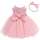 Flower Kids Girls Bow Dresses with Headwear for Baby Birthday Party Wedding Prom Formal Christening Baptism First Communion Gown