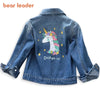 Girls Denim Coats New Brand Spring Kids Jackets Clothes Cartoon Coat Embroidery Children Clothing for 3 8Y