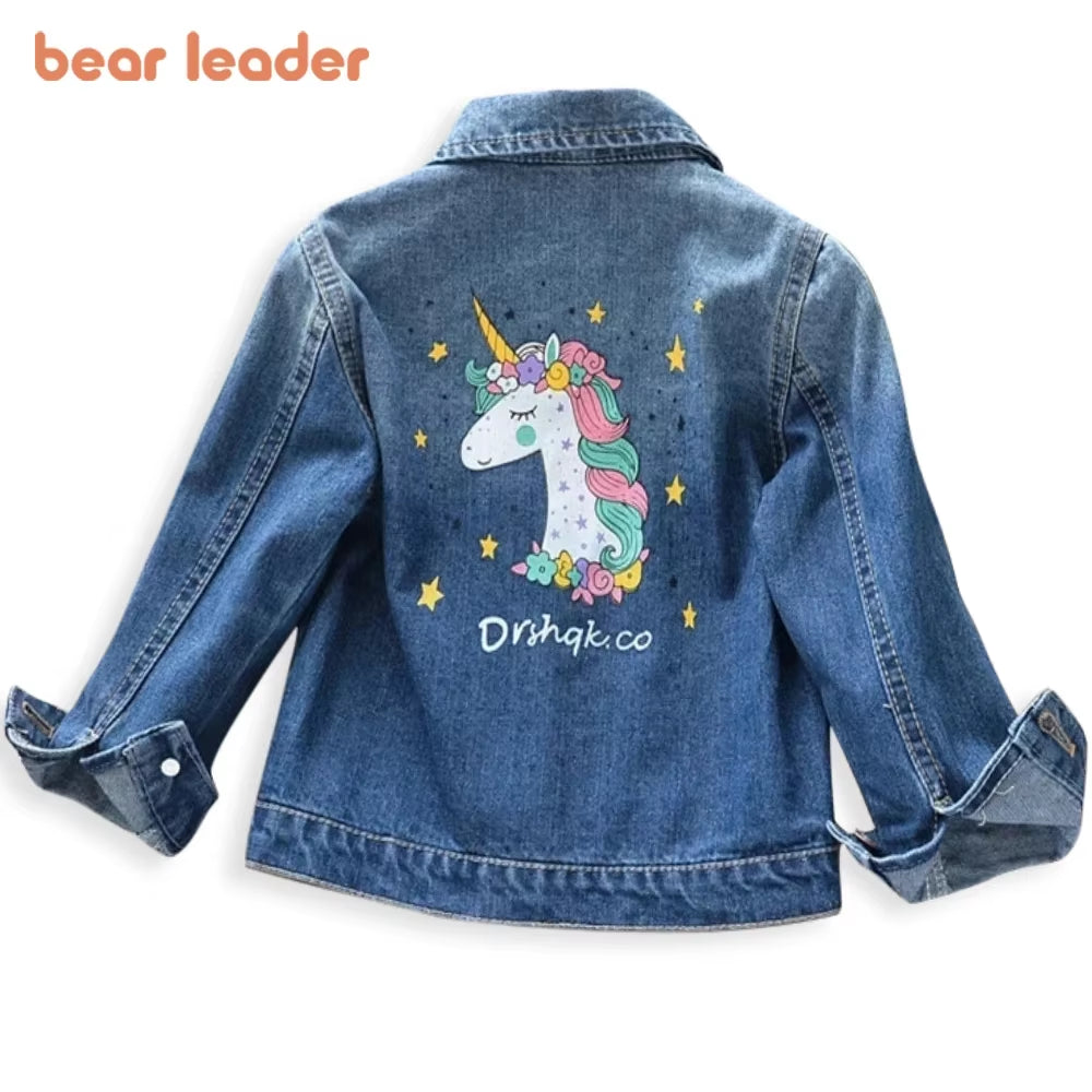 Girls Denim Coats New Brand Spring Kids Jackets Clothes Cartoon Coat Embroidery Children Clothing for 3 8Y