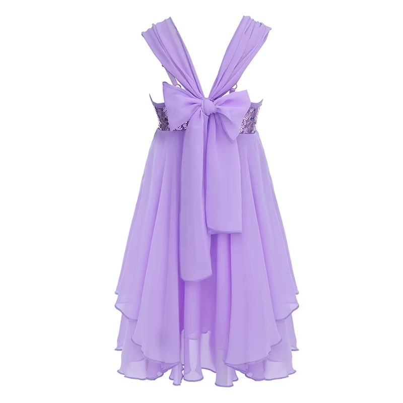 Kid Teens Chiffon Sequins Adjustable Strap Ballet Tutu Dance Leotard Dress Ballerina Cute Girls Gymnastics Leotard Dress